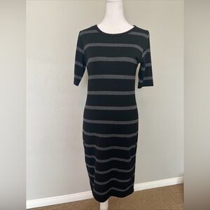 LuLaRoe Black/Gray Striped ‘Julia’ T-Shirt Dress Size XS